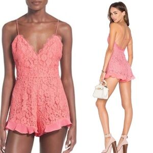 NBD Heaven On Earth Coral Lace Romper